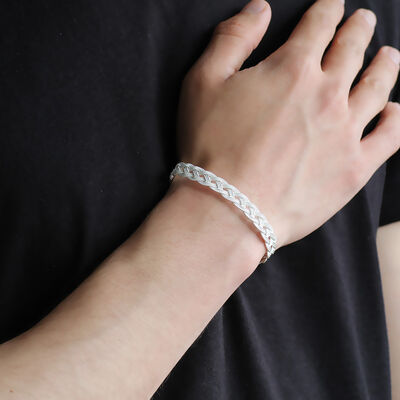 Glass Bracelet İn 925 Sterling Silver Handmade - 2