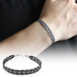 Glass Bracelet İn Black And White Silver 1000 Assay Value Handmade - 1