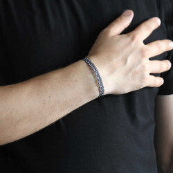 Glass Bracelet İn Black And White Silver 1000 Assay Value Handmade - 2