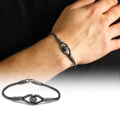 Glass Bracelet With Stylish Handcrafted Design İn 1000 Silver - 1