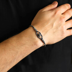 Glass Bracelet With Stylish Handcrafted Design İn 1000 Silver - 2