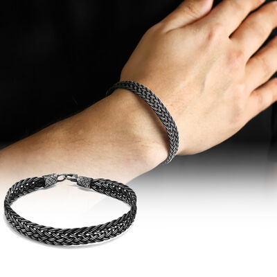 Glass Bracelet, Woven From Satin, Hand Made Of Silver 1000 Assay Value - 1