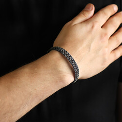 Glass Bracelet, Woven From Satin, Hand Made Of Silver 1000 Assay Value - 2