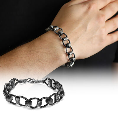 Glass Bracelet, Woven With A Chain, Hand Made Of 1000 Karat Silver - 1