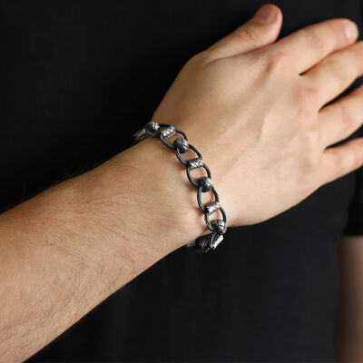 Glass Bracelet, Woven With A Chain, Hand Made Of 1000 Karat Silver - 2