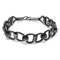 Glass Bracelet, Woven With A Chain, Hand Made Of 1000 Karat Silver - 3