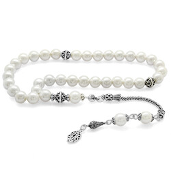 Globe Cut Majorca Pearl Tasbih 925 Sterling Silver Tassel - 1