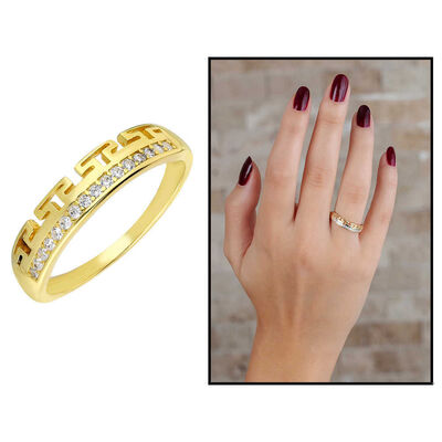 Gold Color T-Shape Zircon 925 Sterling Silver Womens Ring - 1