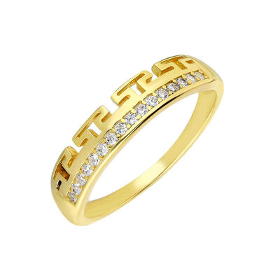 Gold Color T-Shape Zircon 925 Sterling Silver Womens Ring - 2