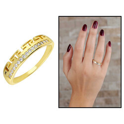 Gold Color T-Shape Zircon 925 Sterling Silver Womens Ring - 4