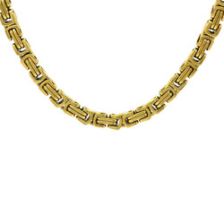 Gold Color, Very Thick Model, 60 Cm, 317L, Steel Necklace With King Chain - Thumbnail