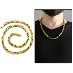 Gold Color, Very Thick Model, 60 Cm, 317L, Steel Necklace With King Chain