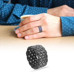 Gray 1000 Sterling Silver Trabzon Handmade Knitted Kazaz Ring - 1