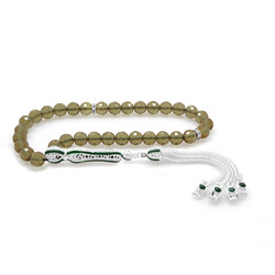 Green Enamel Ball Of Sultanite Tasbih Cut With Alpaca Tassel - 1