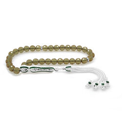 Green Enamel Ball Of Sultanite Tasbih Cut With Alpaca Tassel - 3