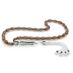 Green Enamelled Sultanite Tasbih Barley With Alpaca Tassel - 2