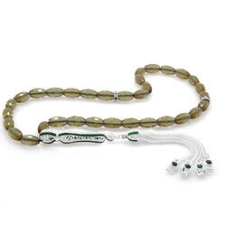 Green Enamelled Sultanite Tasbih Barley With Alpaca Tassel - 3