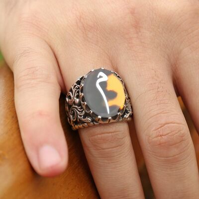 Handmade 925 Sterling Silver Ring With Mother Of Pearl Inlaid Mime Turtle - Thumbnail