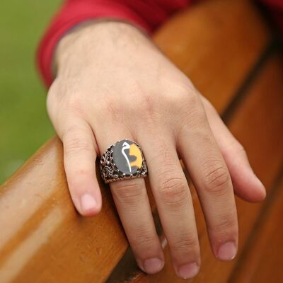 Handmade 925 Sterling Silver Ring With Mother Of Pearl Inlaid Mime Turtle - Thumbnail