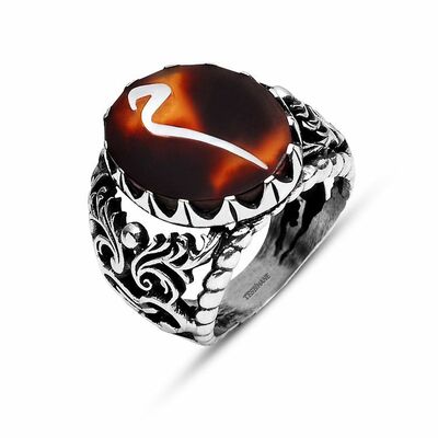 Handmade 925 Sterling Silver Ring With Mother Of Pearl Inlaid Mime Turtle - Thumbnail