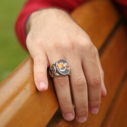 Handmade 925 Sterling Silver Ring With Mother Of Pearl Inlaid With Hack On The Turtle - 2