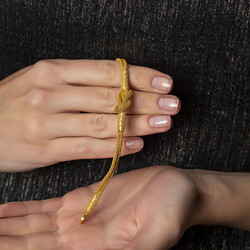 Handmade Gold Glass Bracelet With Knot, 1000-Carat Silver - Thumbnail