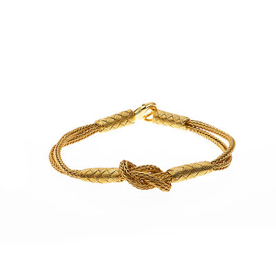 Handmade Gold Glass Bracelet With Knot, 1000-Carat Silver