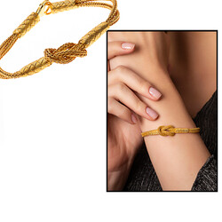 Handmade Gold Glass Bracelet With Knot, 1000-Carat Silver - 1