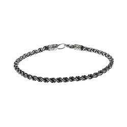 Handmade Oval Knitted Design Glass Unisex 1000 Sterling Silver Bracelet - 5