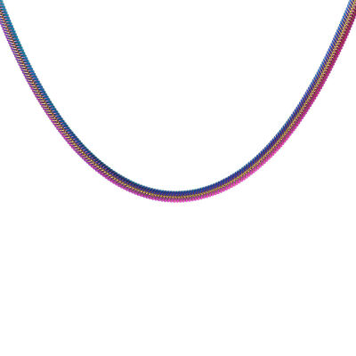 Ice Blue Renk Çelik Kadın Press Snake Zincir - 1