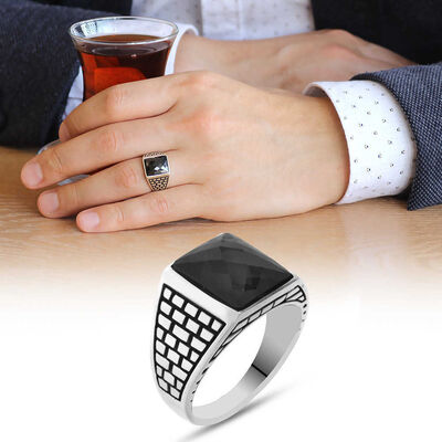 Kaledar 925 Sterling Silver Ring With Black Zirconia - 1