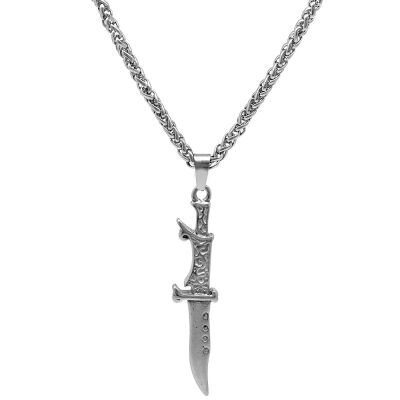 Kama Tasarım Silver Renk Çelik Erkek Kolye - 3