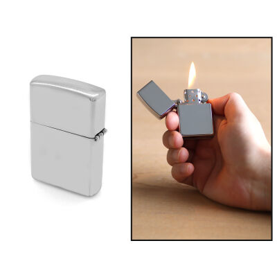 Kişiye Özel İsim Yazılı Zippo Tasarım Gümüş Renk Taşlı Metal Çakmak - 1