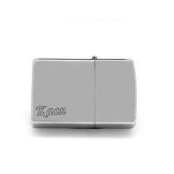 Kişiye Özel İsim Yazılı Zippo Tasarım Gümüş Renk Taşlı Metal Çakmak - 3