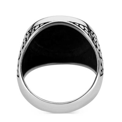 Knitted 925 Sterling Silver Mens Ring With Pattern - 3