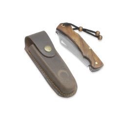 Kök Ceviz Ağacı Kabzalı Ustra Model Sırttan Kilit Mekanizmalı Kişiye Özel İsim Yazılı 4116 Karartılmış Çelik Avcı/Kamp Bıçağı - 1