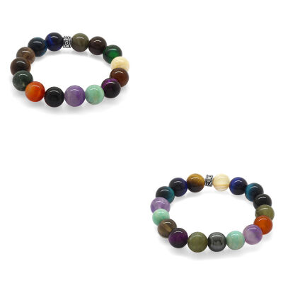 Küre Kesim Multicolor Doğaltaş Kombinli Çocuk-Genç Başarı Bilekliği(2'li Set) - 2