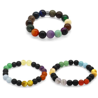 Küre Kesim Multicolor Doğaltaş Kombinli Erkek-Kadın-Çocuk Başarı Bilekliği(3'lü Set) - 2