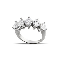 Ladies' 925 Sterling Silver 925 Sterling Silver Ring With Classic Design Diamonds - Thumbnail