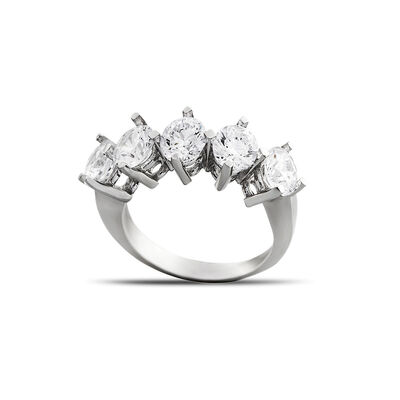 Ladies' 925 Sterling Silver 925 Sterling Silver Ring With Classic Design Diamonds