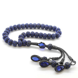 Large Blue-Gray Silver-Colored 1000-Carat Kazaz Tasbih Handmade With A Cut İn The Form Of A Globe - 1