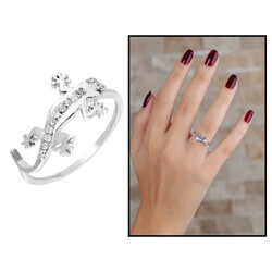 Lizard Shape Zircon 925 Sterling Silver Women's Ring - 1