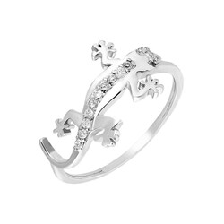 Lizard Shape Zircon 925 Sterling Silver Women's Ring - 2