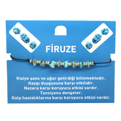 Makrome Örgülü Basic Model Firuze Doğaltaş Kadın Bileklik - 2