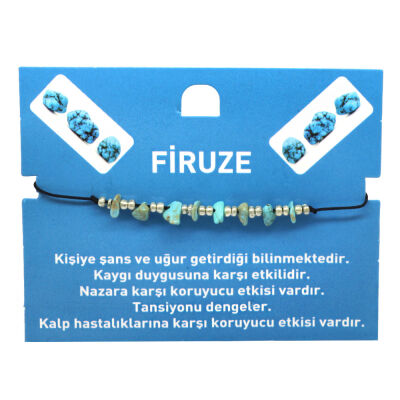 Makrome Örgülü Basic Model Firuze Doğaltaş Kadın Bileklik - 2