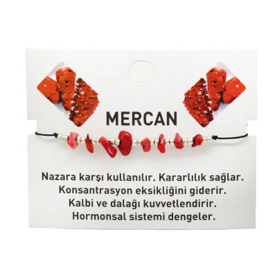 Makrome Örgülü Basic Model Mercan Doğaltaş Kadın Bileklik - 2