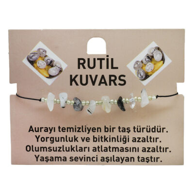 Makrome Örgülü Basic Model Rutil Kuvars Doğaltaş Kadın Bileklik - 2