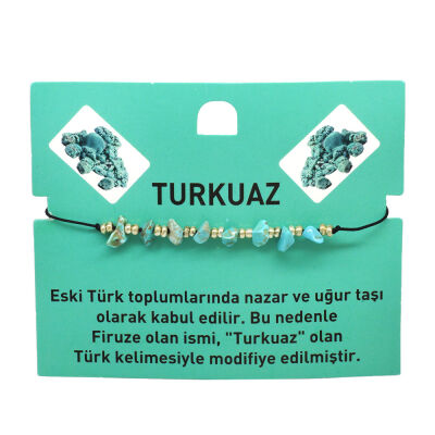 Makrome Örgülü Basic Model Turkuaz Doğaltaş Kadın Bileklik - 2