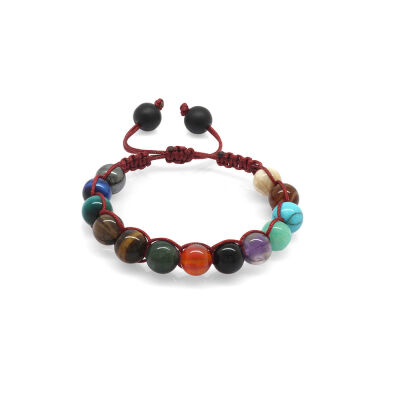 Makrome Örgülü Küre Kesim Multicolor Doğaltaş Kombinli Genç Başarı Bilekliği - 2