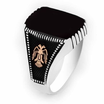 Melik: Seal Of The Sultan Black Onyx Silver Ring - 1